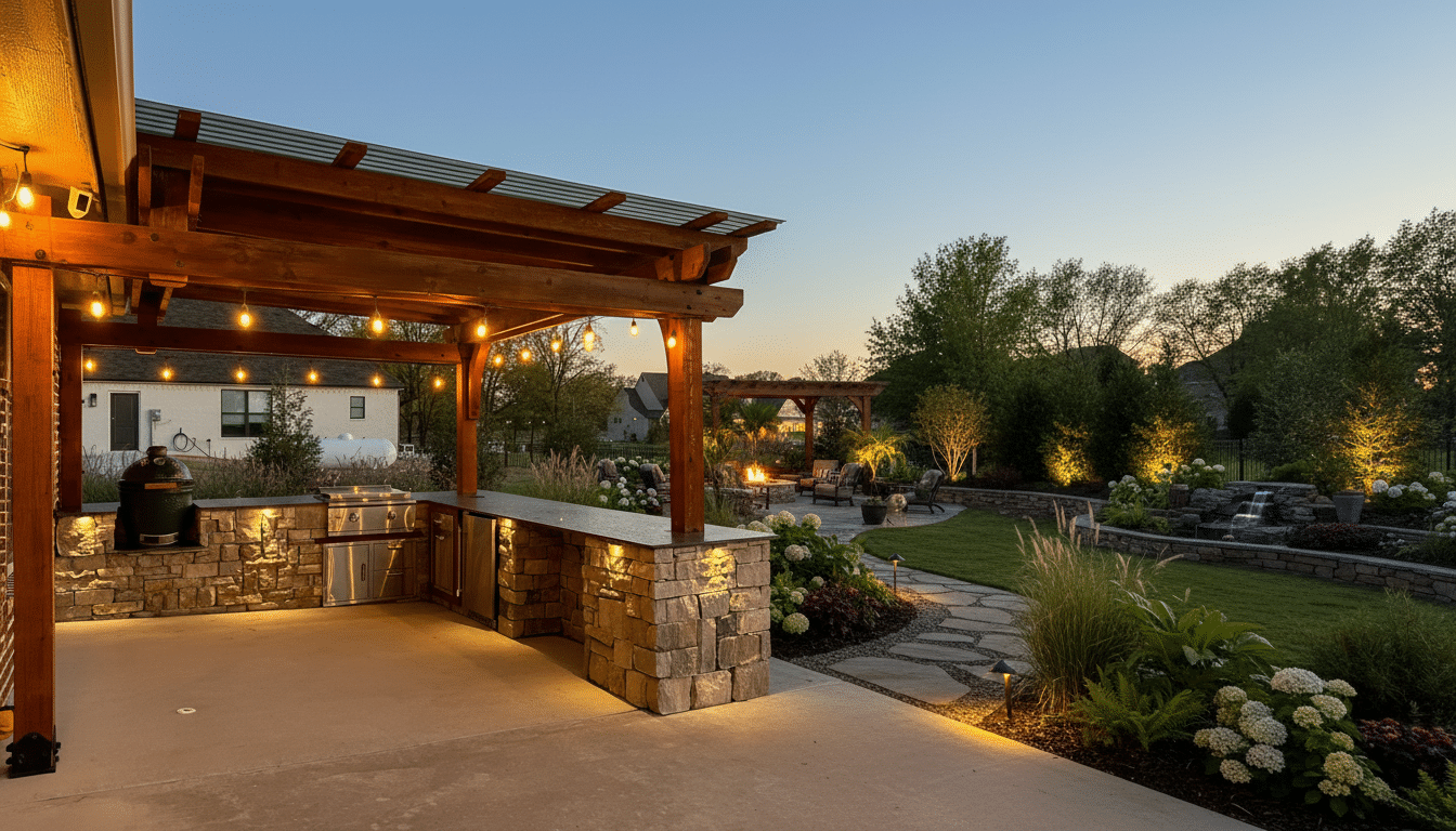 VistaScapes Design - Broken Arrow Outdoor Pavilion and Kitchen